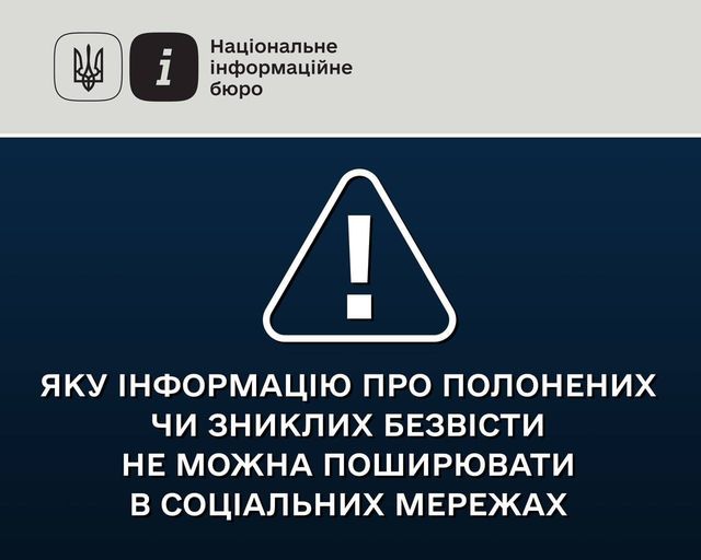 Яку інформацію про полонених чи зниклих безвісти не можна поширювати в соціальних мережах0