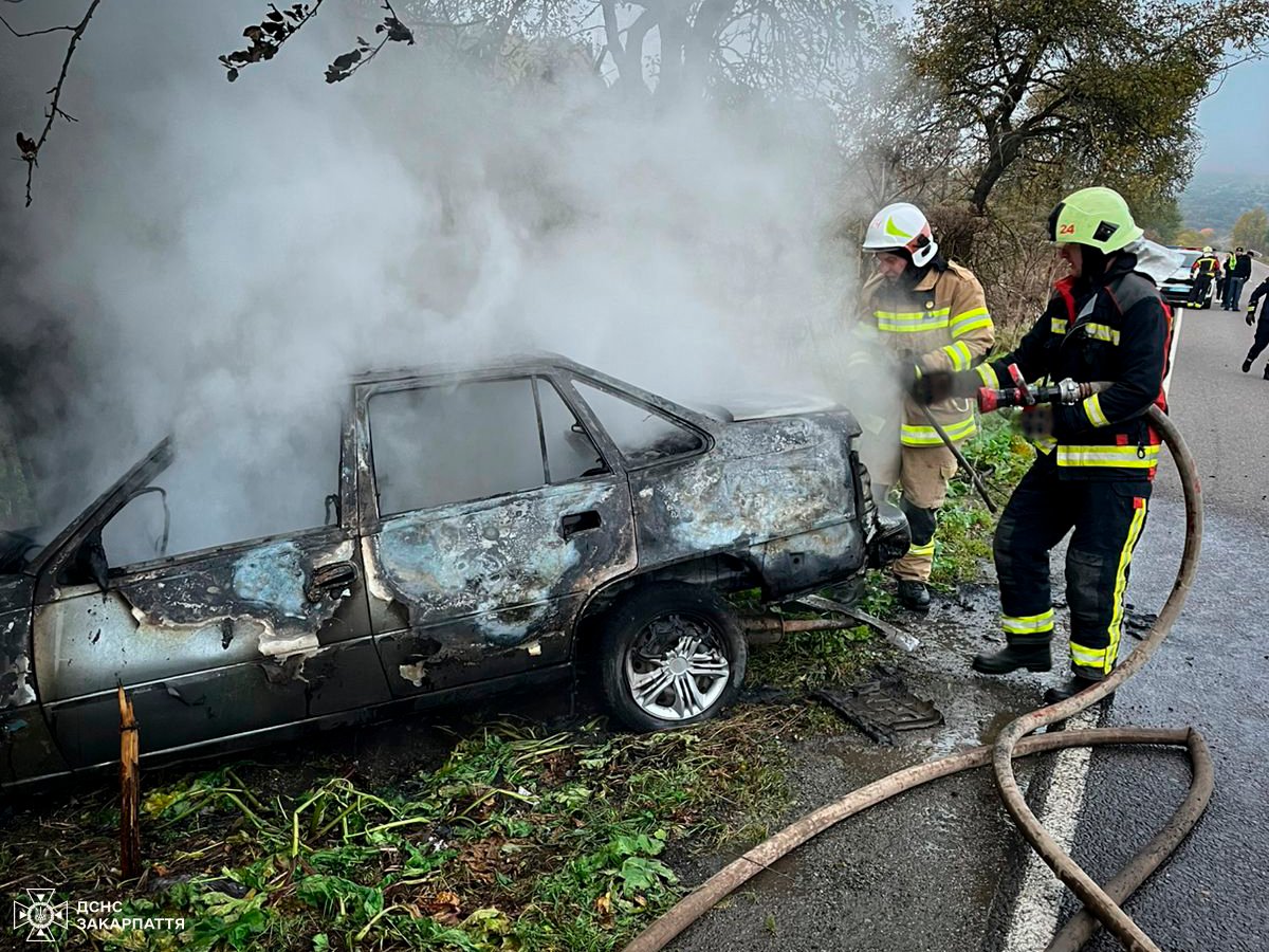 Біля Нижніх Воріт рятувальники загасили автомобіль, що зайнявся просто під час руху0