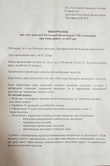 Звітувався депутат Хустської міської ради Володимир Кричфалушій2
