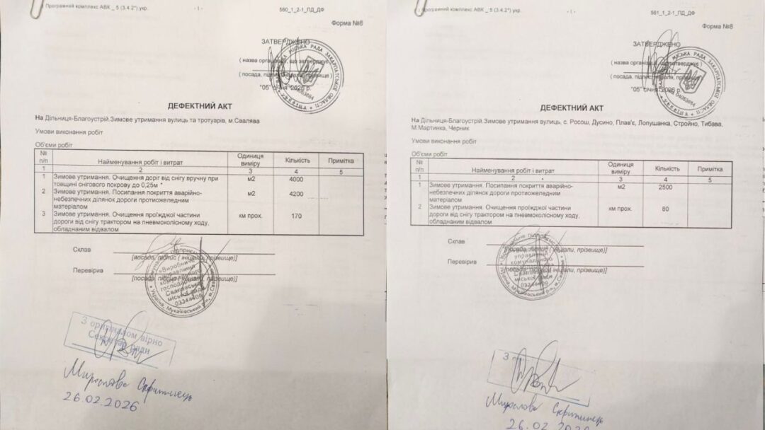 Дефектні акти Свалявського ВУКГ