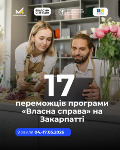 За результатами 9-ї хвилі програми «Грант на власну справу» на Закарпатті 17 заявників отримали позитивне рішення1